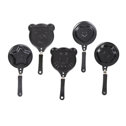 5-PCS Mini Non-Stick Egg Frying Pan Cartoon Shaped Omelette Cooker Mould for Breakfast Pancakes and Creative Cooking(Heart + plum blossom + five-pointed star + bear + tiger).