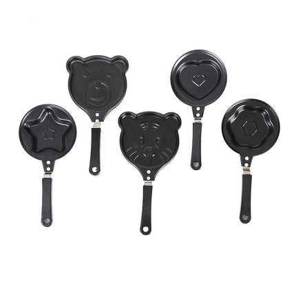 5-PCS Mini Non-Stick Egg Frying Pan Cartoon Shaped Omelette Cooker Mould for Breakfast Pancakes and Creative Cooking(Heart + plum blossom + five-pointed star + bear + tiger).