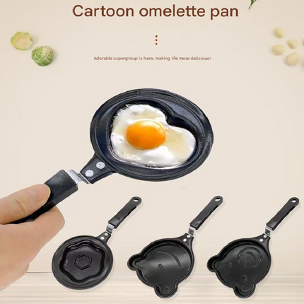 5-PCS Mini Non-Stick Egg Frying Pan Cartoon Shaped Omelette Cooker Mould for Breakfast Pancakes and Creative Cooking(Heart + plum blossom + five-pointed star + bear + tiger).