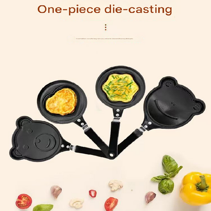 5-PCS Mini Non-Stick Egg Frying Pan Cartoon Shaped Omelette Cooker Mould for Breakfast Pancakes and Creative Cooking(Heart + plum blossom + five-pointed star + bear + tiger).