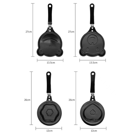 5-PCS Mini Non-Stick Egg Frying Pan Cartoon Shaped Omelette Cooker Mould for Breakfast Pancakes and Creative Cooking(Heart + plum blossom + five-pointed star + bear + tiger).