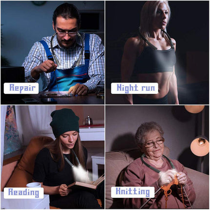 Black Hands-Free USB Rechargeable Neck Reading Light 3 Colour Modes Flexible LED Book Lamp for Night Reading Knitting Repairing.