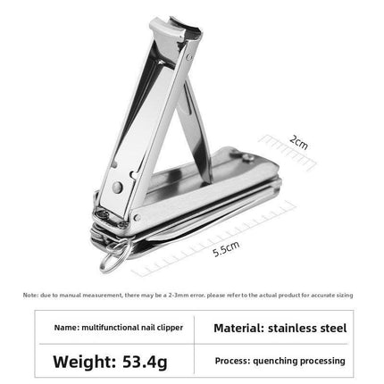 2-PCS Black 5-in-1 Foldable Stainless Steel Nail Clipper Multitool Keychain with Knife Scissors and File Portable Pocket Manicure Set.