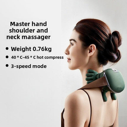 Green Cordless Shoulder and Neck Massager with Heat Rechargeable Shiatsu Deep Tissue Massage Pillow for Pain Relief and Relaxation.
