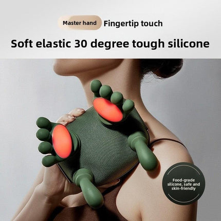 Green Cordless Shoulder and Neck Massager with Heat Rechargeable Shiatsu Deep Tissue Massage Pillow for Pain Relief and Relaxation.