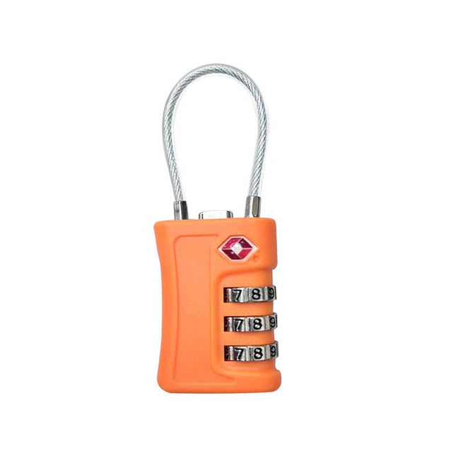Orange-red TSA Approved Cable Combination Padlock 3-Digit Security Lock for Travel Luggage Suitcase Gym Lockers Durable Steel Wire Australian Travel Essential.