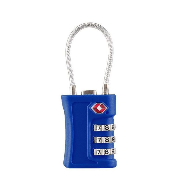 Deep blue TSA Approved Cable Combination Padlock 3-Digit Security Lock for Travel Luggage Suitcase Gym Lockers Durable Steel Wire Australian Travel Essential.