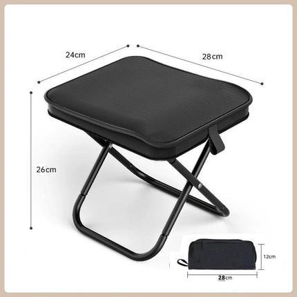 Black Ultra-Compact Portable Folding Stool 120kg Capacity Lightweight Camping Chair for Fishing Hiking and Australian Outdoor Events.