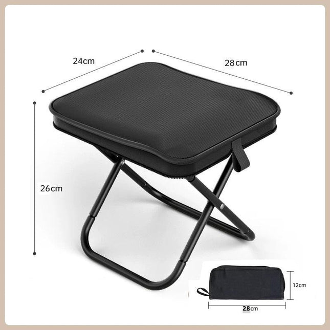 Black Ultra-Compact Portable Folding Stool 120kg Capacity Lightweight Camping Chair for Fishing Hiking and Australian Outdoor Events.