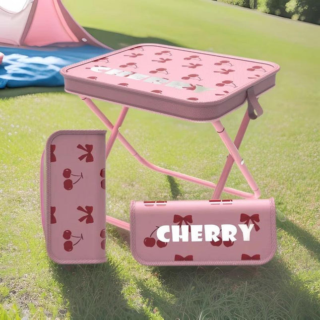 Pink Ultra-Compact Portable Folding Stool 120kg Capacity Lightweight Camping Chair for Fishing Hiking and Australian Outdoor Events.