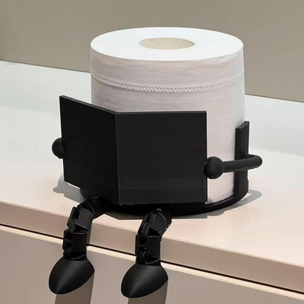 2-PCS Black Novelty 3D Printed Reading Figure Toilet Roll Holder Fun Desktop Paper Stand Ornament for Bathroom Decor Unique Gift for Australian Homes.