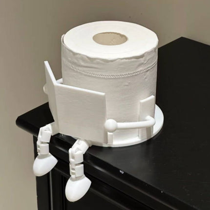 2-PCS White Novelty 3D Printed Reading Figure Toilet Roll Holder Fun Desktop Paper Stand Ornament for Bathroom Decor Unique Gift for Australian Homes.