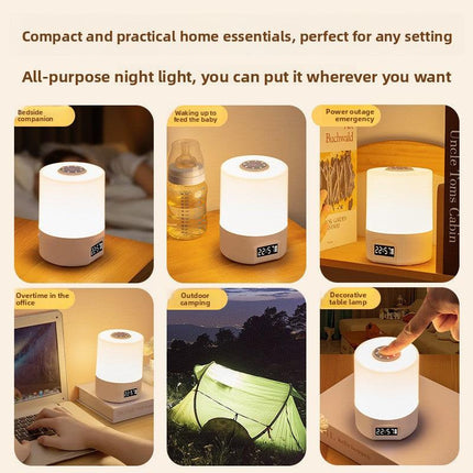 White Rechargeable LED Night Light with Remote Control Digital Clock Display 3 Color Modes Stepless Dimming Bedside Lamp for Nursing Camping Australia.