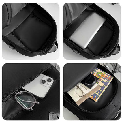 Black Large Capacity Laptop Backpack Water Resistant Travel Daypack with USB Charging Port for University High School Students and Commuters Black.