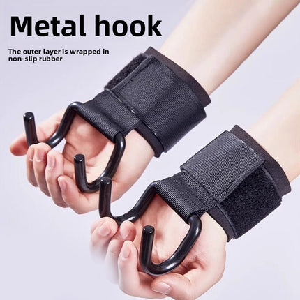 3-Pairs Black Heavy Duty Weightlifting Power Hooks for Deadlifts and Pull-ups Non-Slip Metal Hooks with Adjustable Padded Wrist Straps for Australian Gym Enthusiasts.