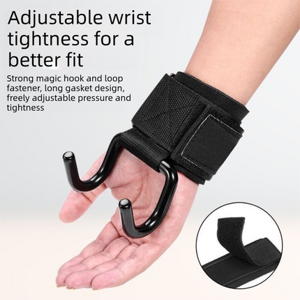 3-Pairs Black Heavy Duty Weightlifting Power Hooks for Deadlifts and Pull-ups Non-Slip Metal Hooks with Adjustable Padded Wrist Straps for Australian Gym Enthusiasts.