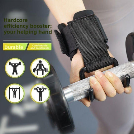 3-Pairs Black Heavy Duty Weightlifting Power Hooks for Deadlifts and Pull-ups Non-Slip Metal Hooks with Adjustable Padded Wrist Straps for Australian Gym Enthusiasts.