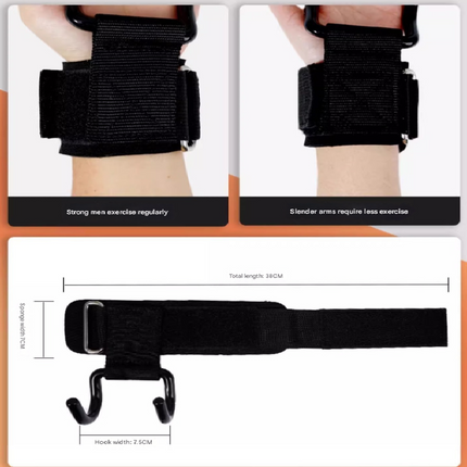 3-Pairs Black Heavy Duty Weightlifting Power Hooks for Deadlifts and Pull-ups Non-Slip Metal Hooks with Adjustable Padded Wrist Straps for Australian Gym Enthusiasts.
