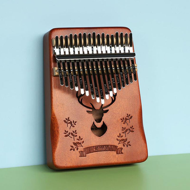 Retro forest deer 17 Key Kalimba Thumb Piano Solid Wood Portable Finger Piano for Beginners and Music Lovers Includes Tuning Kit and Bag for Australian Lifestyle(Hand care style).