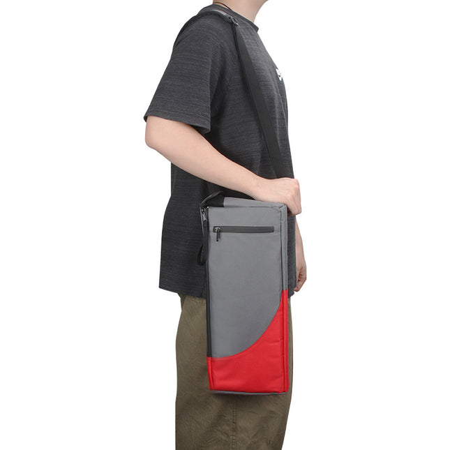 Black and Grey Insulated Golf Cooler Bag Portable Thermal Carrier Holds 6 Cans or 2 Wine Bottles with Shoulder Strap for Australian Golf Course and BBQ.