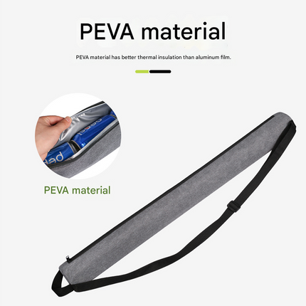 Grey Insulated Golf Beer Cooler Bag Cylindrical Tube Design with PEVA Lining 83cm Portable Crossbody Shoulder Strap for Australian Golf and BBQs.