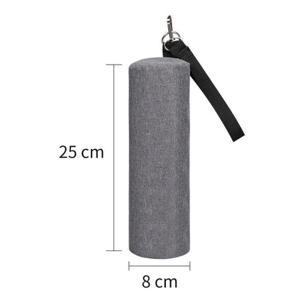 Grey Insulated Golf Beer Cooler Bag Cylindrical Tube Design with PEVA Lining 25cm Portable Crossbody Shoulder Strap for Australian Golf and BBQs.