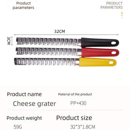 3-PCS Yellow Stainless Steel Lemon Zester and Cheese Grater 32cm Long Multi-functional Kitchen Grater for Citrus Ginger and Chocolate Australian Home Cooking.