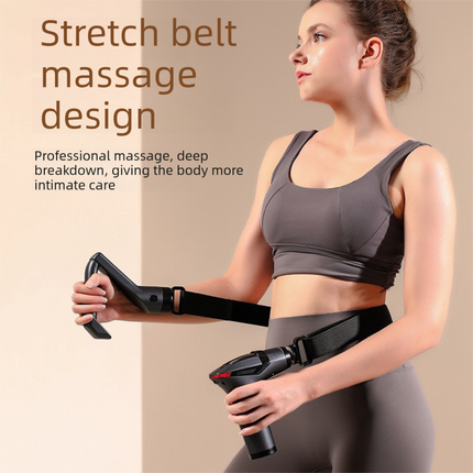 Dark grey Professional Massage Gun with Extension Handle and Back Strap 12 Speeds Deep Tissue Muscle Relief for Home Gym and Australian Athletes.