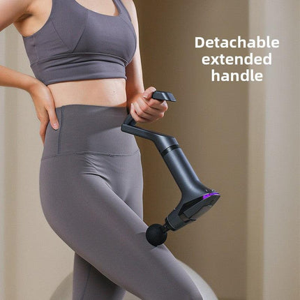 Dark grey Professional Massage Gun with Extension Handle and Back Strap 12 Speeds Deep Tissue Muscle Relief for Home Gym and Australian Athletes.