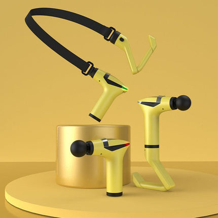 Yellow Professional Massage Gun with Extension Handle and Back Strap 12 Speeds Deep Tissue Muscle Relief for Home Gym and Australian Athletes.