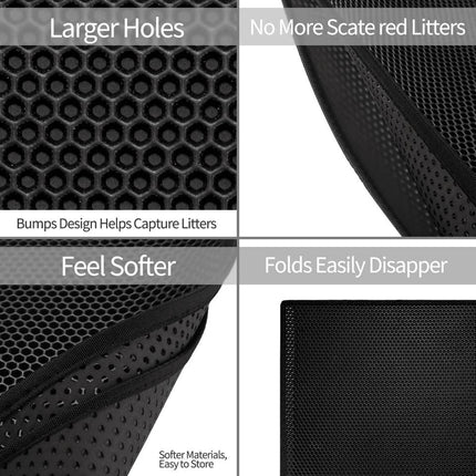 2-PCS Green Double Layer Cat Litter Mat Honeycomb Design Waterproof EVA Trapping Mat for Litter Box Tracking Control 40x50cm Easy Clean Australian Pet Supplies.