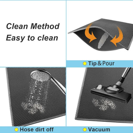 2-PCS Brown Double Layer Cat Litter Mat Honeycomb Design Waterproof EVA Trapping Mat for Litter Box Tracking Control 40x50cm Easy Clean Australian Pet Supplies.