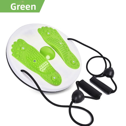 Green Magnetic Waist Twisting Disc with Resistance Bands Portable Fitness Board for Home Office Core Training 27.5cm Large Diameter.