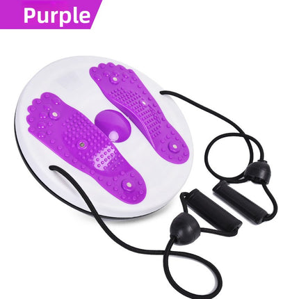 Purple Magnetic Waist Twisting Disc with Resistance Bands Portable Fitness Board for Home Office Core Training 27.5cm Large Diameter.