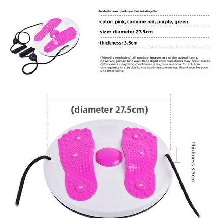 Purple Magnetic Waist Twisting Disc with Resistance Bands Portable Fitness Board for Home Office Core Training 27.5cm Large Diameter.
