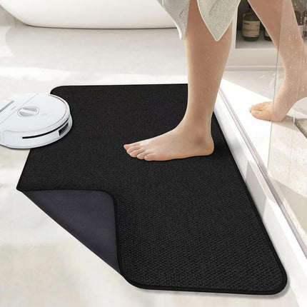 Black Super Absorbent Diatomite Quick Dry Bath Mat 50x80cm - Non-Slip Rubber Backing for Australian Bathroom & Entryway.