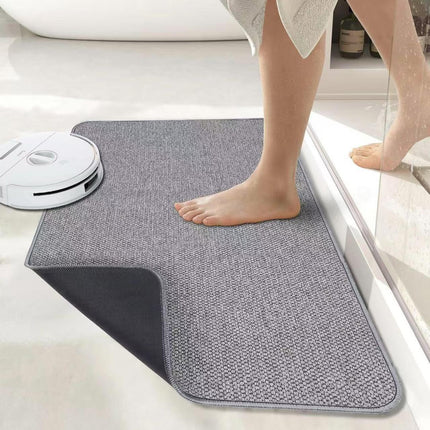 Gray Super Absorbent Diatomite Quick Dry Bath Mat 50x80cm - Non-Slip Rubber Backing for Australian Bathroom & Entryway.