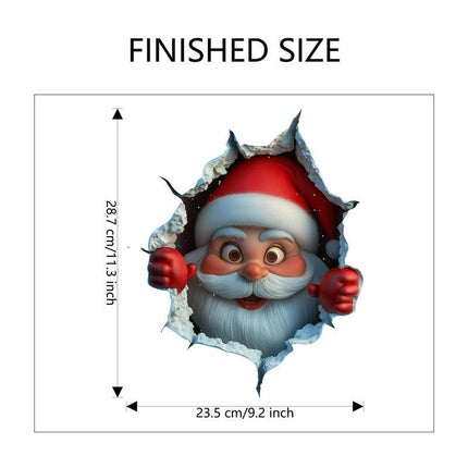 10 PCS Creative 3D Santa Claus Peeking Through Wall Christmas Wall Sticker for Australian Homes.