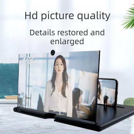 White Portable 10-Inch Mobile Phone Screen Magnifier with Foldable Stand - 3D HD Video Amplifier for Movies & Reading - Pull-Out Design Compatible with All Smartphones - Ideal for Home, Travel & Camping.