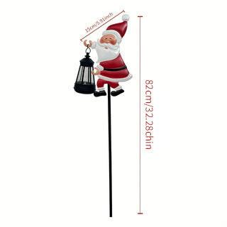 Warm white light Solar Powered Christmas Garden Stake - Metal Santa Claus with Glowing Lantern - Warm White LED Outdoor Decoration - 82cm Height.