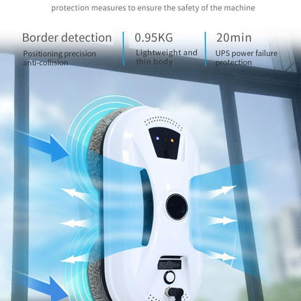 Smart Robot Window Cleaner - Automatic Glass Cleaning Washer with Remote Control - 2800Pa Suction & UPS Safety System - Includes 10 Microfibre Pads.