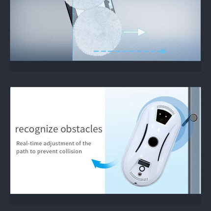 Smart Robot Window Cleaner - Automatic Glass Cleaning Washer with Remote Control - 2800Pa Suction & UPS Safety System - Includes 10 Microfibre Pads.