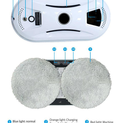 Smart Robot Window Cleaner - Automatic Glass Cleaning Washer with Remote Control - 2800Pa Suction & UPS Safety System - Includes 10 Microfibre Pads.