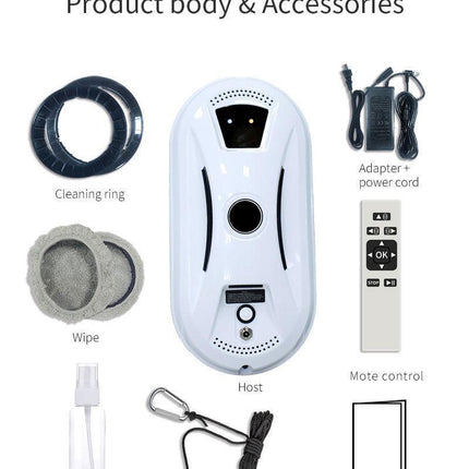 Smart Robot Window Cleaner - Automatic Glass Cleaning Washer with Remote Control - 2800Pa Suction & UPS Safety System - Includes 10 Microfibre Pads.