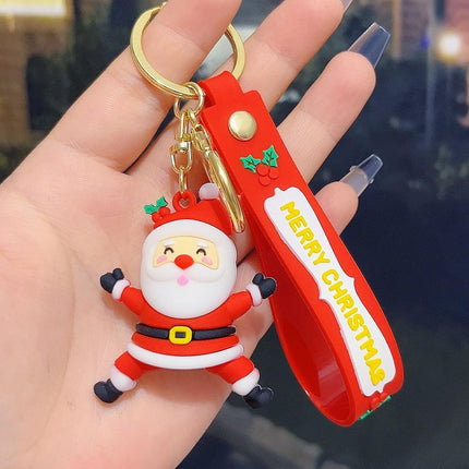 6PCS Christmas Silicone Keychain Cute Santa Snowman Bag Charm Festive Keyring for Kris Kringle Gifts.