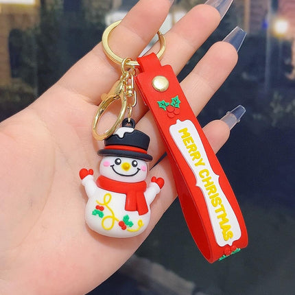 6PCS Christmas Silicone Keychain Cute Santa Snowman Bag Charm Festive Keyring for Kris Kringle Gifts.
