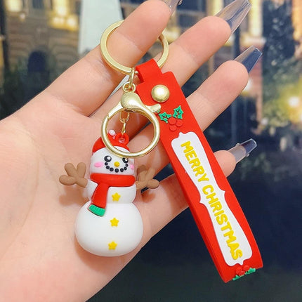 6PCS Christmas Silicone Keychain Cute Santa Snowman Bag Charm Festive Keyring for Kris Kringle Gifts.