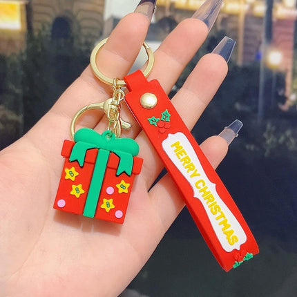 6PCS Christmas Silicone Keychain Cute Santa Snowman Bag Charm Festive Keyring for Kris Kringle Gifts.