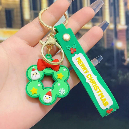 5 PCS Christmas Silicone Keychain Cute 3D Reindeer Penguin Tree Designs Bag Charm Keyring.