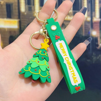 5 PCS Christmas Silicone Keychain Cute 3D Reindeer Penguin Tree Designs Bag Charm Keyring.